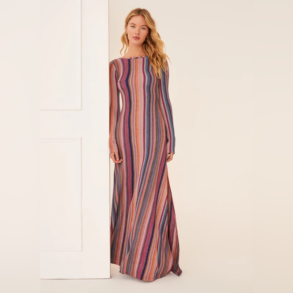 NWT Something Navy Striped Reversible Maxi Dress